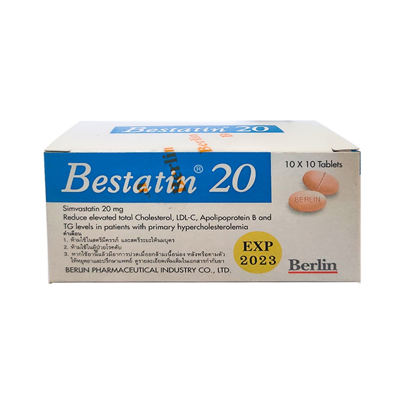 Bestatin Simvastatin 20 mg boxes of 100 tablets
