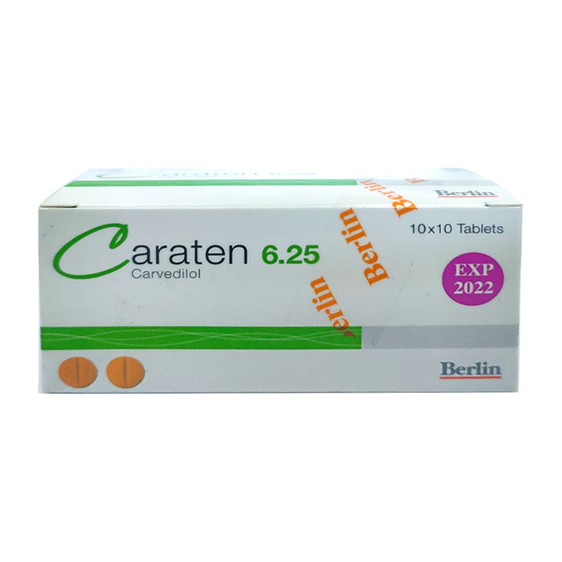 Caraten 6.25 Carvedilol boxes of 100 tablets