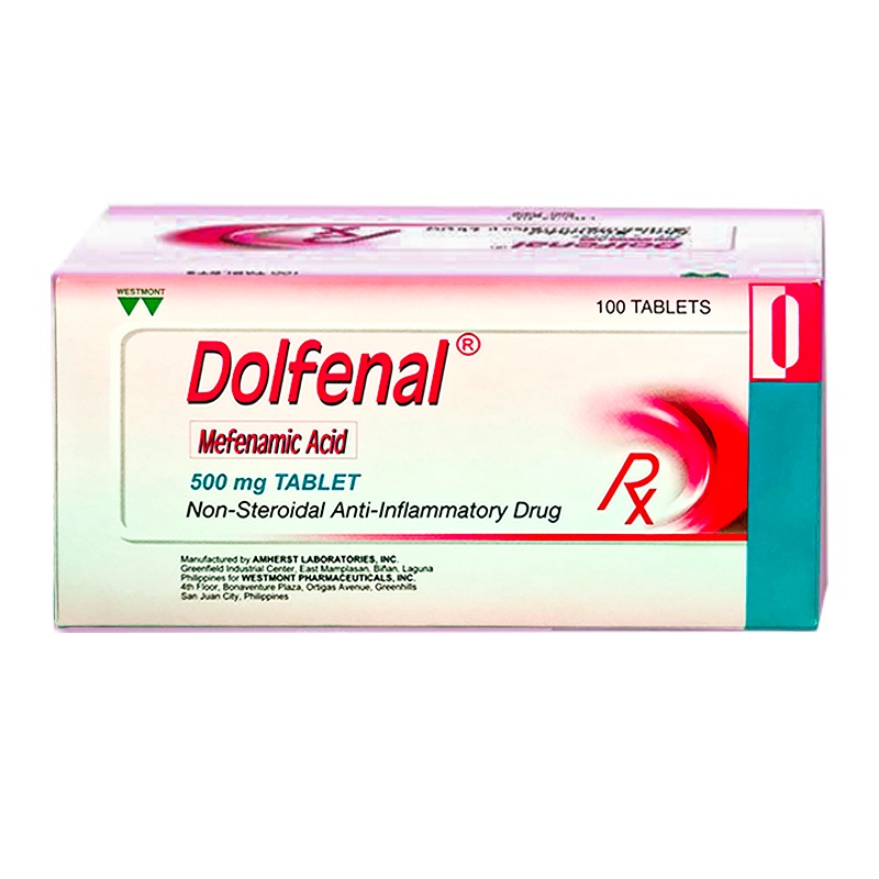 Dolfenal Mefenamic Acid Non-Steroidal Anti-Inflammatory Drug boxes of 100 tablets