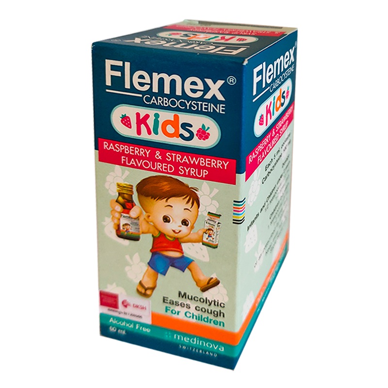 Flemex Kids Carbocysteine Raspberry & Strawberry Flavoured Syrup Size 60ml