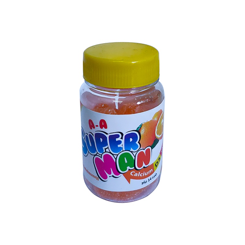 A-A Super Man Calcium D3 Vitamin C Orange flavour boxes of 14 pcs