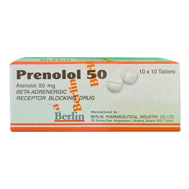 Prenolol 50 Atenolol 50 mg Beta-Adrenergic Receptor Blocking Drug  boxes 100 tablets