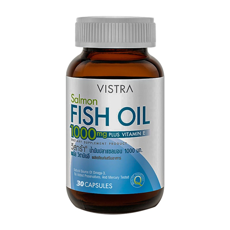 Vistra Salmon Fish Oil 1000 mg Plus Vitamin-E Dietary Supplement Product boxes of 30 capsuules