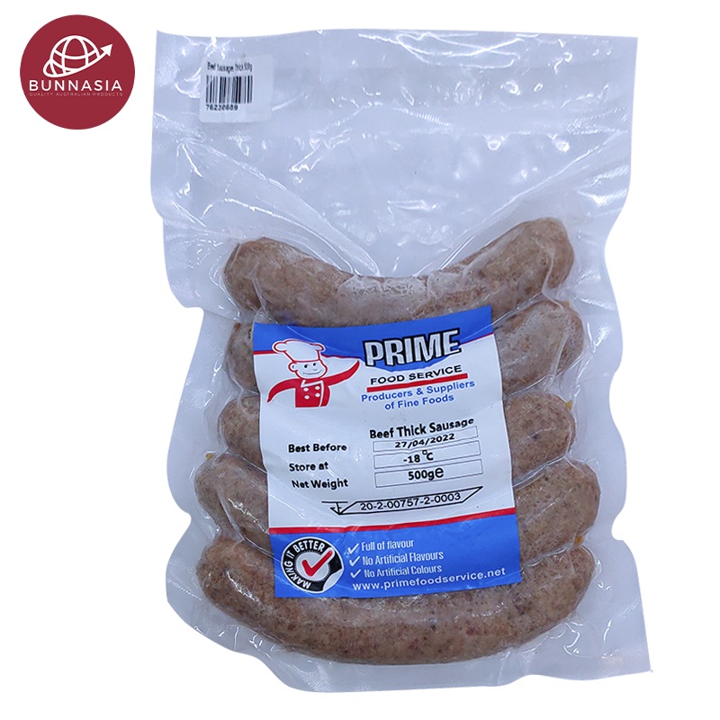 Prime Beef Thick Sausage Pack 500g Per pack