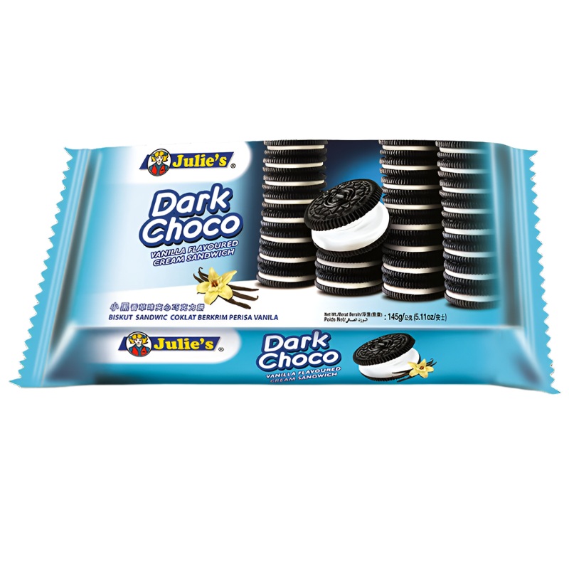 Julie's Dark Choco Vanilla Flavored Cream Sandwich Size 125g