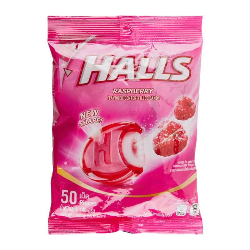 Halls Fresh Raspberry Center-Filled Candy Size 280g Pack of 100pcs