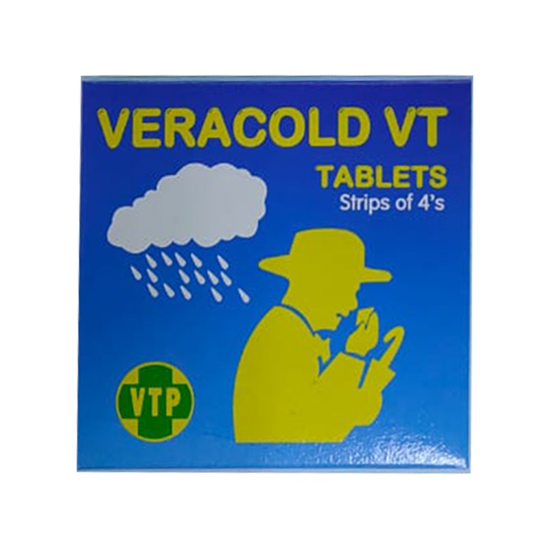 Veracold VT  for the treatment of Cold Symptoms Strip of 4 tablets