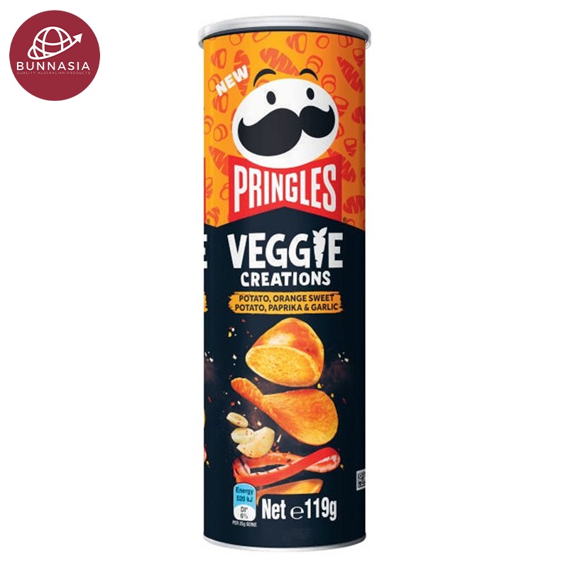 Pringles Veggie Creations Potato, Orange Sweet Potato, Paprika & Garlic Flavour 119g