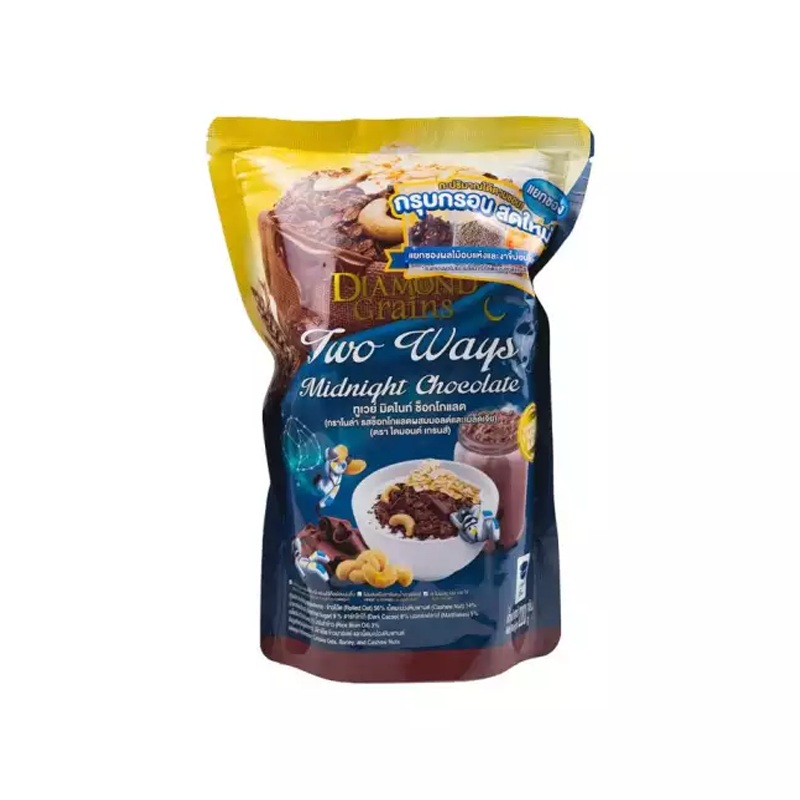 Diamond Grains Diamonds Grays Two Ways Midnight Chocolate Crispy Cereal Chocolate Malt and Chia Seed Flavor 220g