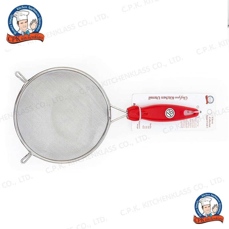 CPK KitchenKlass Stainless steel Colander, Plastic red handle Size 16cm