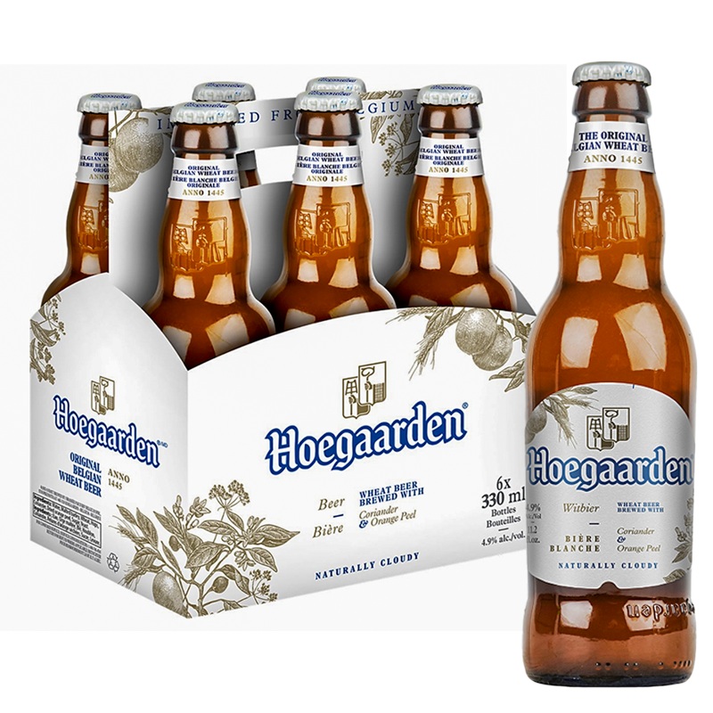 Hoegaarden Beer Brewed with Coriander Orange Peel 330ML Pack of 6 bottles