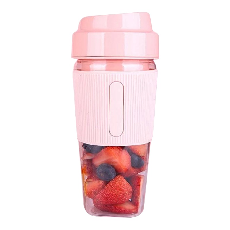 Portable Blender Fruit Juicer Cup Mini Cordless Personal Travel Mixer Smoothies Maker 300ML Stirring for Milk Shake (Pink)