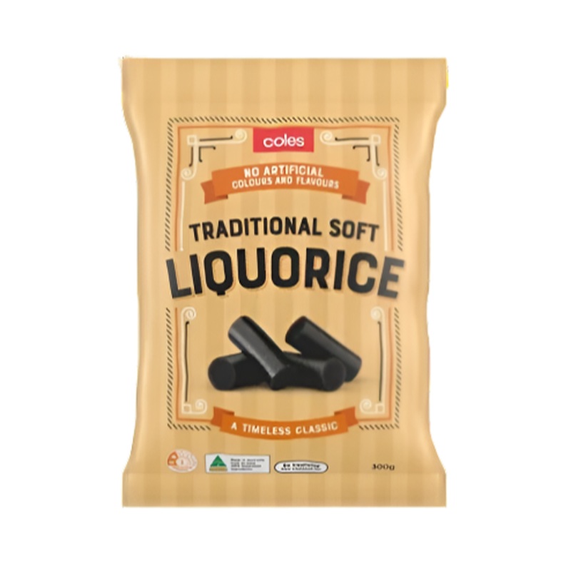 Coles Lollies Liquorice Traditional Soft 300g