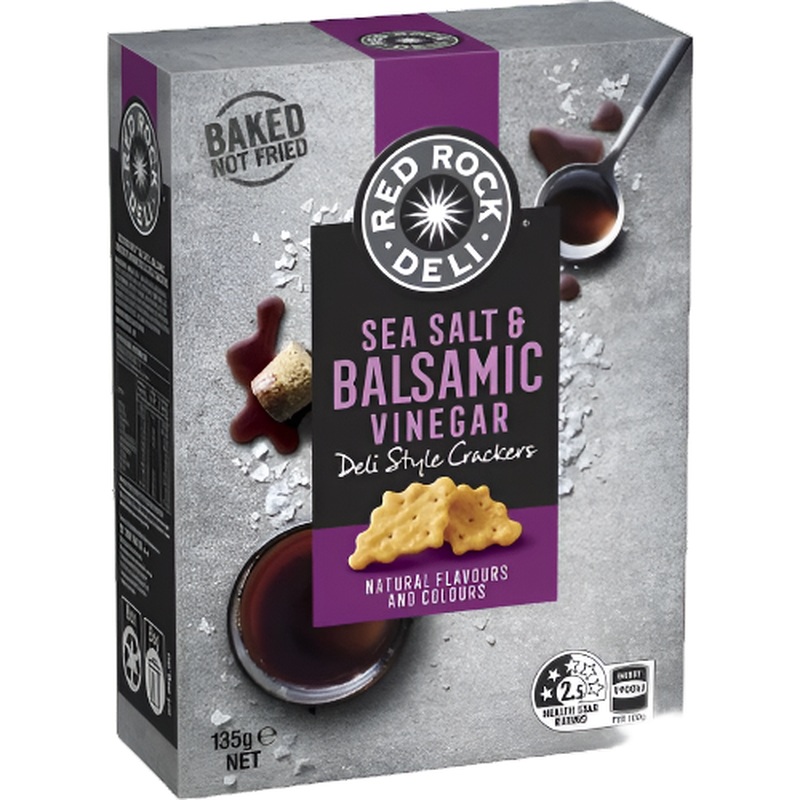 Red Rock Deli Crackers Sea Salt & Balsamic Vinegar 135g