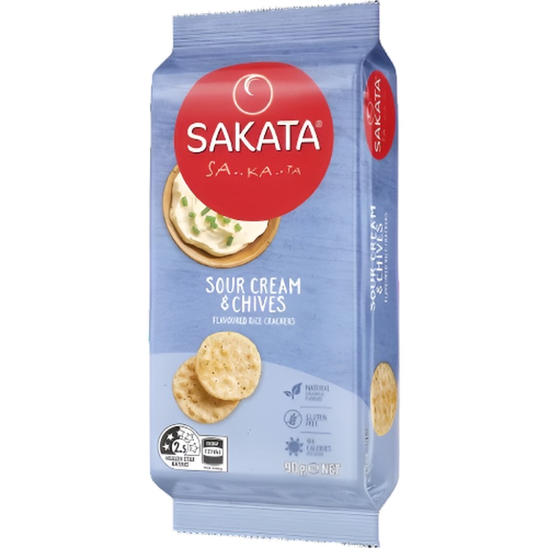 Sakata Rice Crackers Sour Cream & Chives 90g