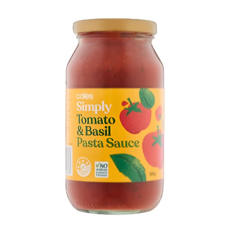 Coles Pasta Sauce Simply Tomato & Basil 510g