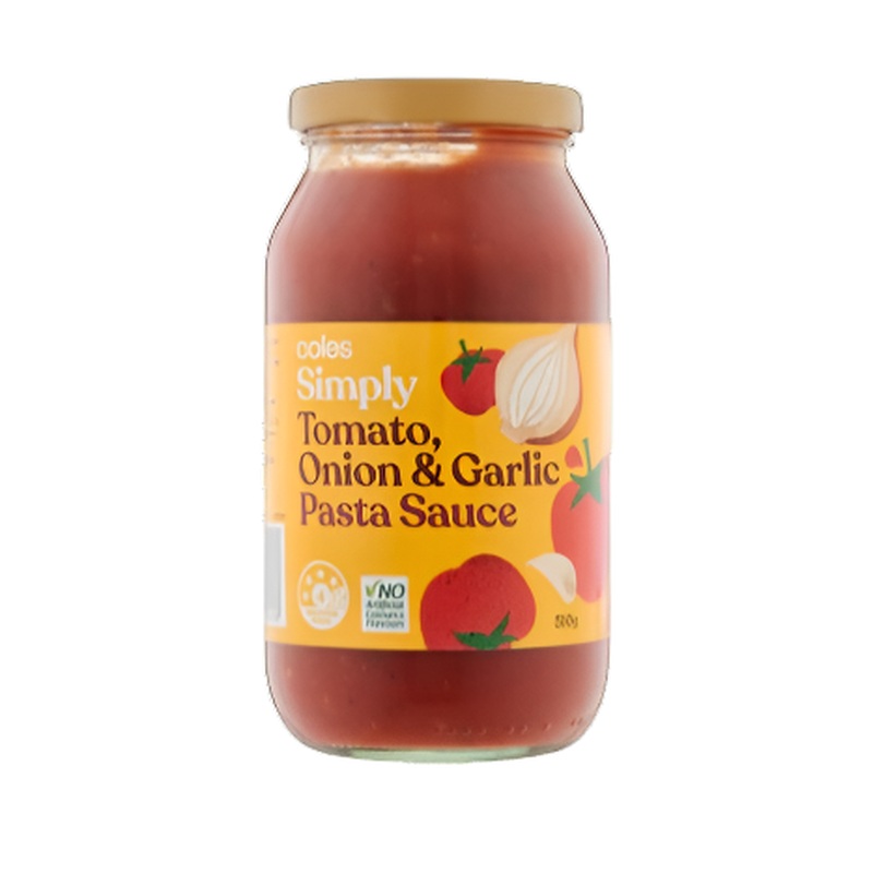 Coles Pasta Sauce Simply Tomato, Onion & Garlic 510g