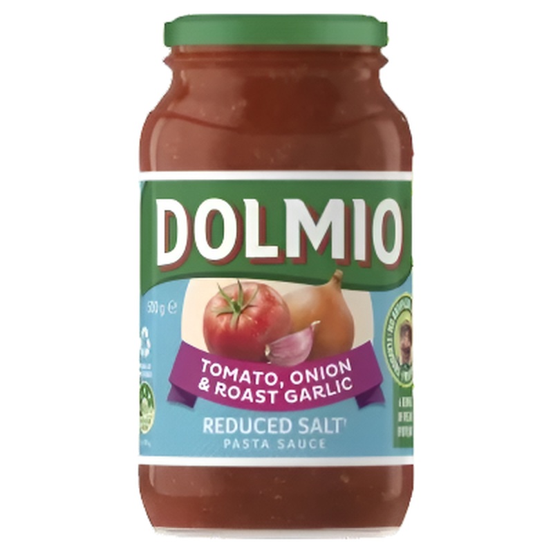 Dolmio Pasta Sauce Tomato, Onion & Roast Garlic Reduced Salt 500g