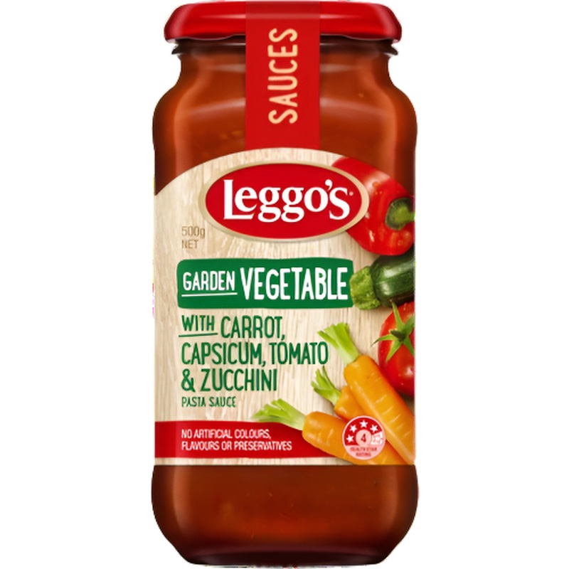 Leggo's Pasta Sauce Garden Vegetable Carrot, Capsicum, Tomato & Zucchini 500g