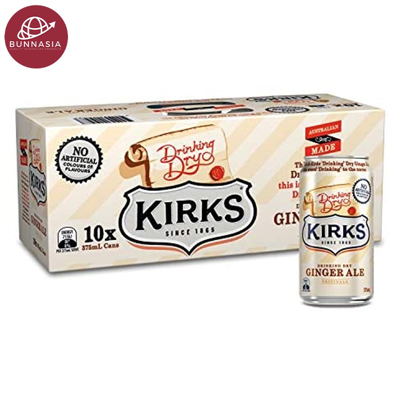 kirks Drinking Dry Ginger Ale Original 375ml Pack 10 cans