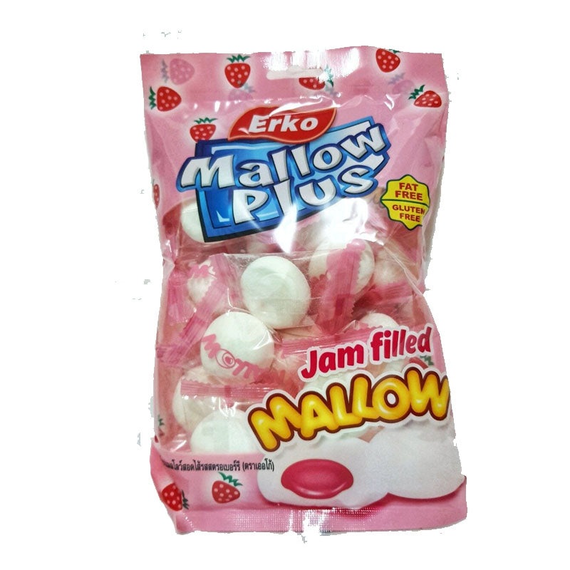 Erko mallow plus jam strawberry filled 100g