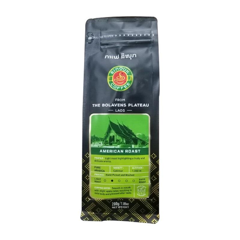 Sinouk Coffee American Roast Coffee Ground Size 200g ( Pure Arabica )