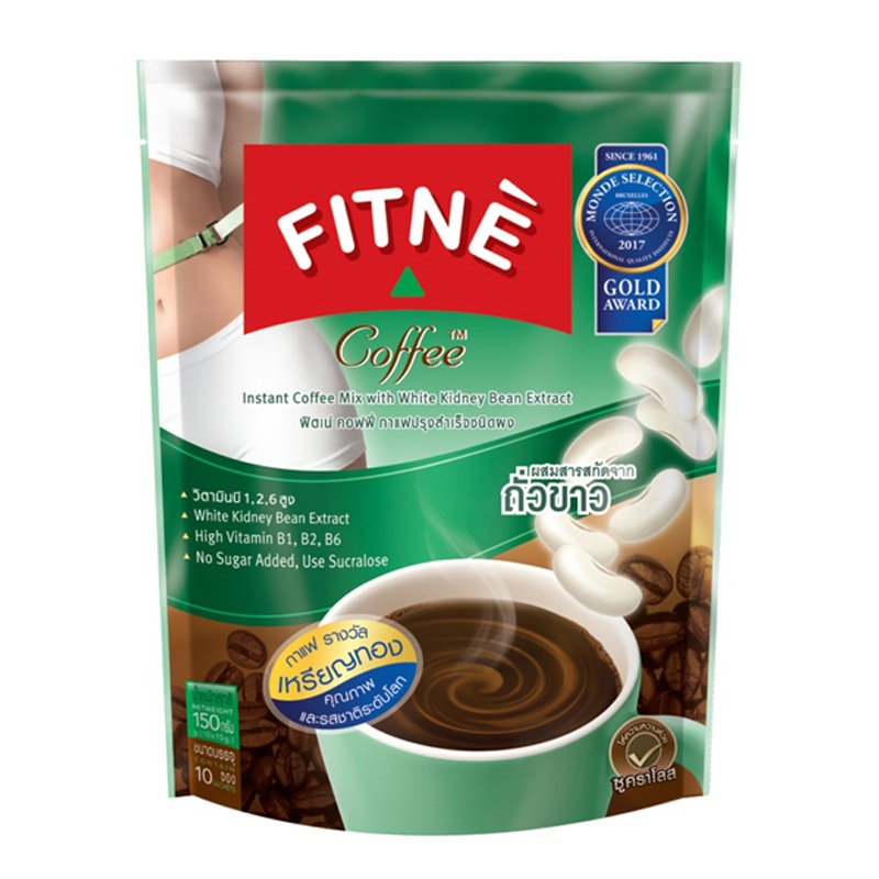 FITNE' Coffee Instant Coffee Mix with White Kidney Bean Extract 15g.x10 Sticks (150g)