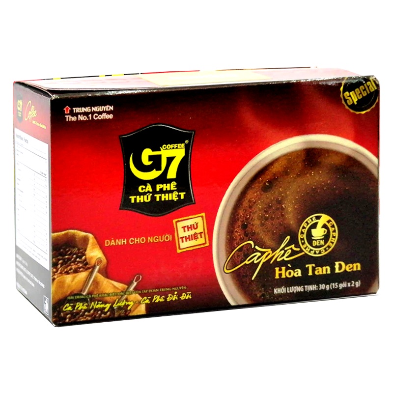 Trung Nguyen G7 Instant Coffee Coffee 100% Pure Soluble Size 2g boxes of 15 Sachets