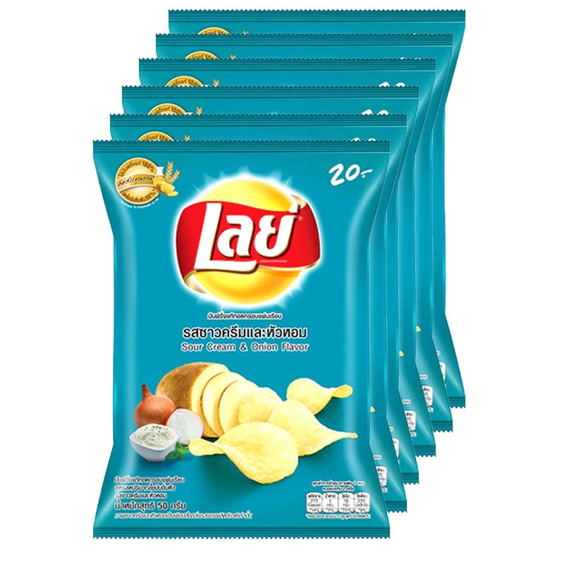 Lay's Classic Potato Chips Sour Cream & Onion Flavor Bags 50g 6pcs