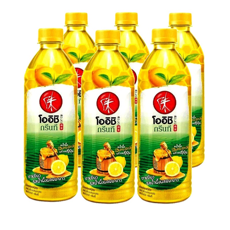 Oishi Green Tea Honey lemon Flavor Size 500ml pack 6pcs