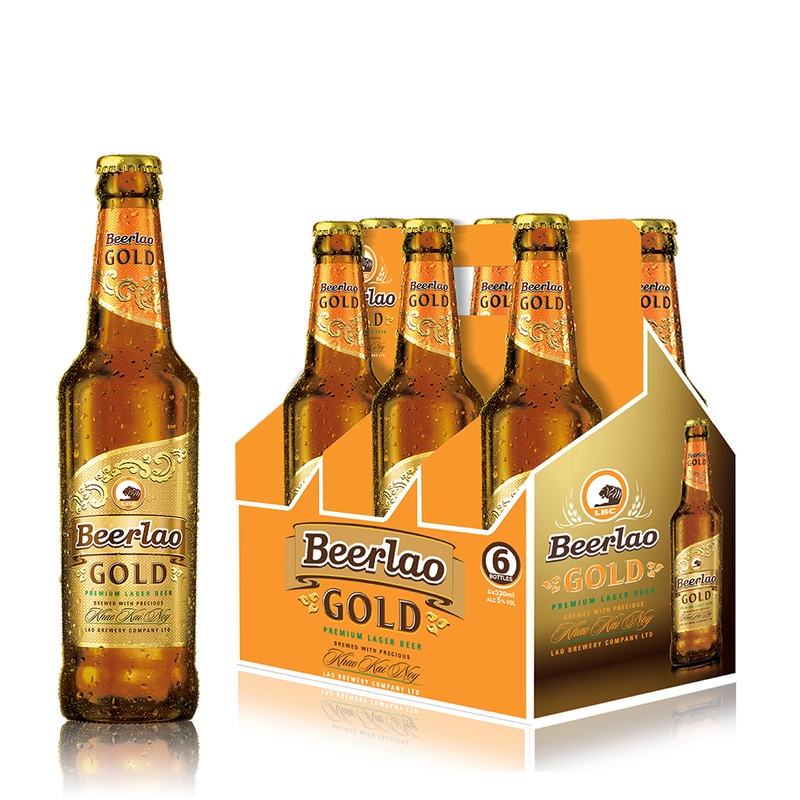 Beerlao Gold 330ml bottle CHILLED Pack 6 bottles