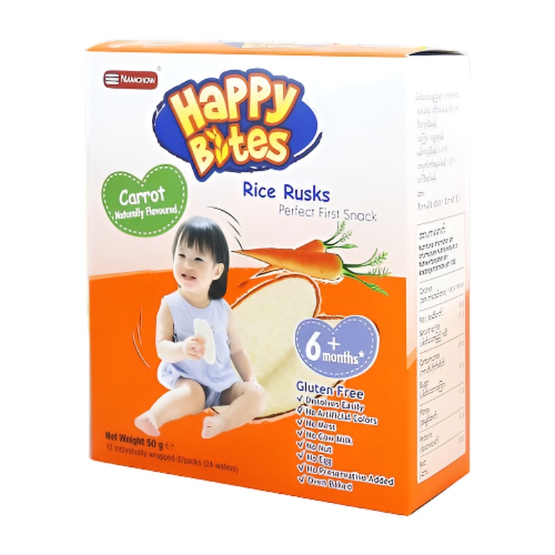 Happy Bites Rice Rusks Carrot 50G