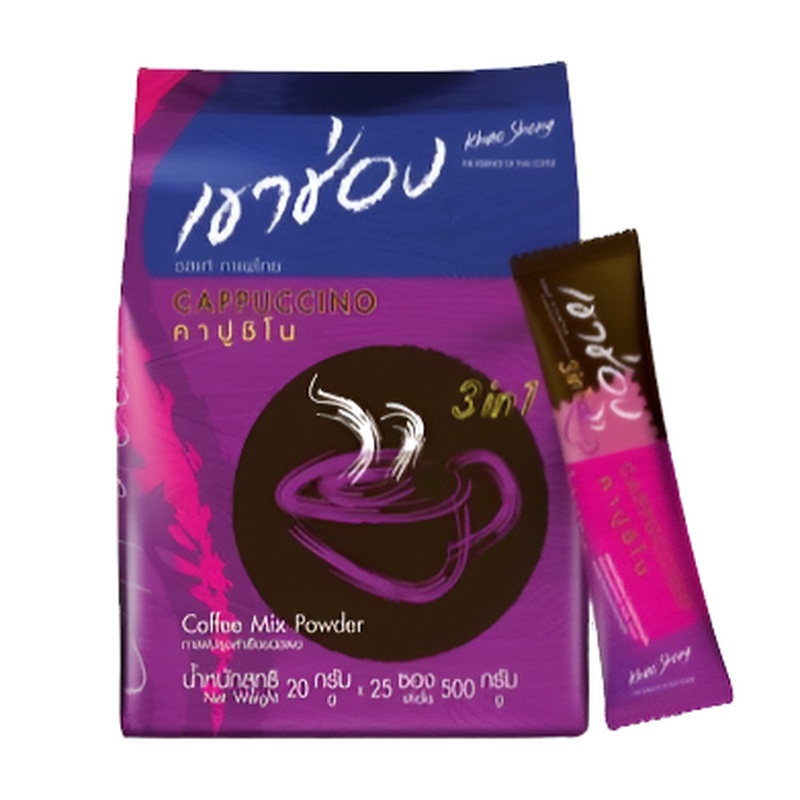 Khao Shong Thai Instant Coffee Powder Cappuccino Coffee Mix 3 in 1  (20g x 25sticks) 500g (Copy)