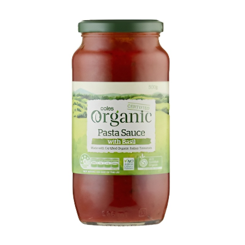 Coles Pasta Sauce Organic Basil 500g