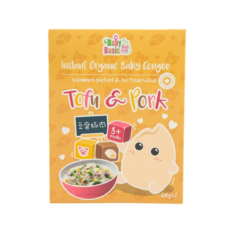 BABY BASIC Organic Instant BB Congee - Tofu & Pork [Below 36 Months]  (2 x 150g)