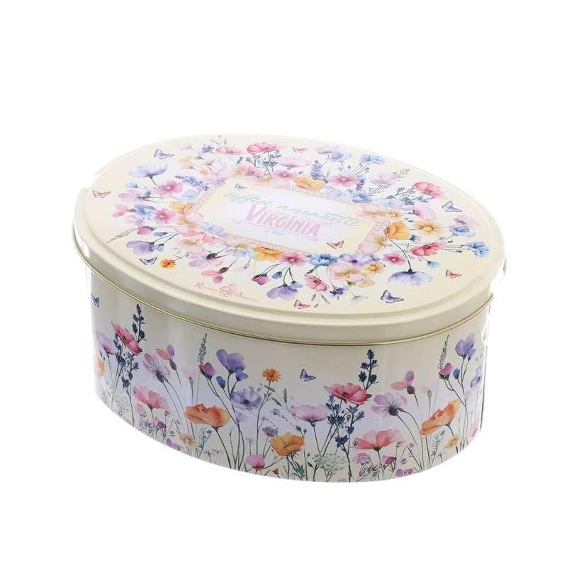VIRGINIA Soft Almond Amaretti - Flowers Oval Tin  (220g)