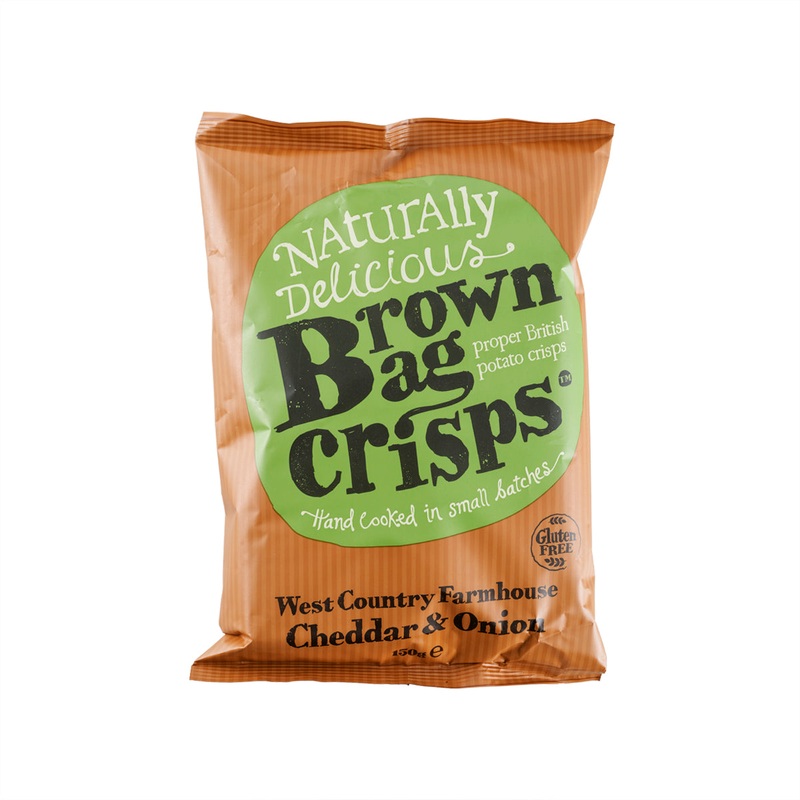 BROWN BAG CRISPS Cheddar & Onion Hand-Cooked Potato Crisps  (150g)