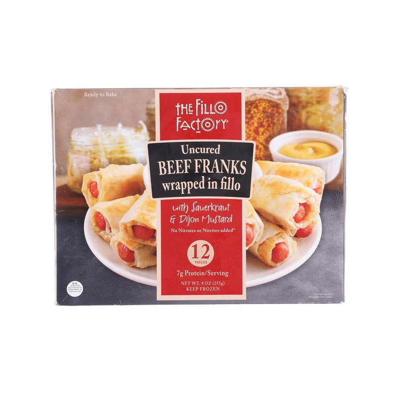 THE FILLO FACTORY Uncured Beef Franks Wrapped In Fillo with Sauerkraut & Mustard  (255g)