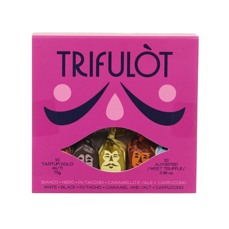 TRIFULT Mini Assorted Pralines 5 Flavours - Black, White, Pistachio, Caramel & Salt, Cappuccino  (70g)