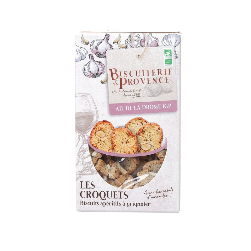 BISCUITERIE DE PROVENCE Organic Savoury PGI Garlic Biscuits  (90g)