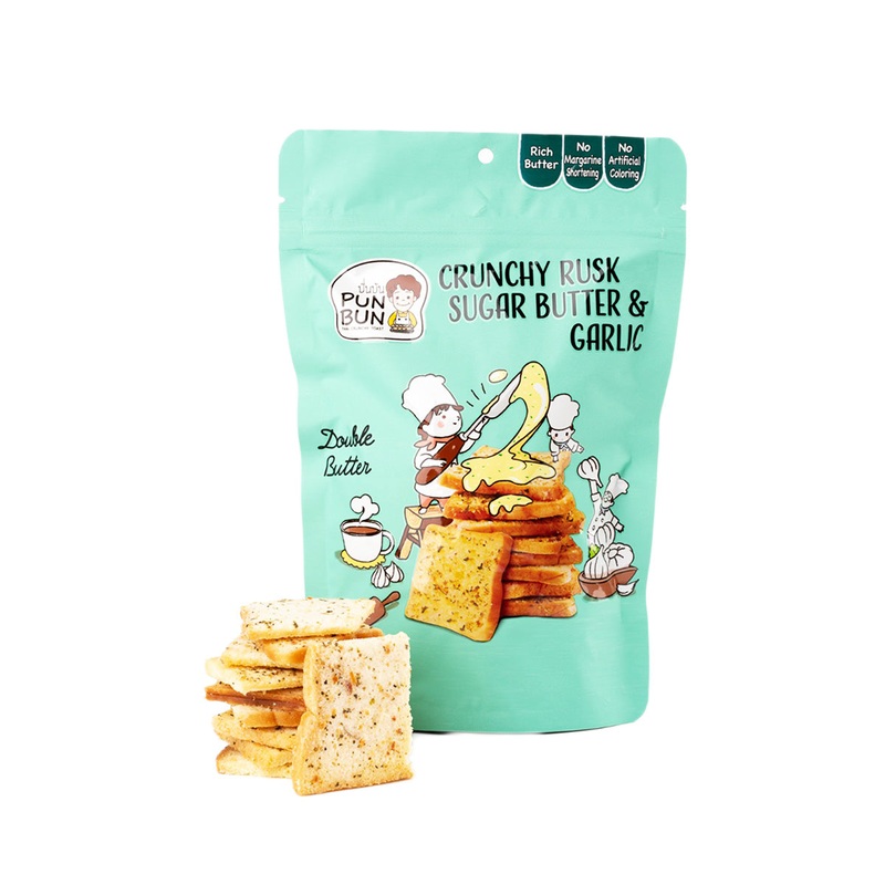 PUN BUN Crunchy Rusk - Sugar Butter & Garlic  (70g)