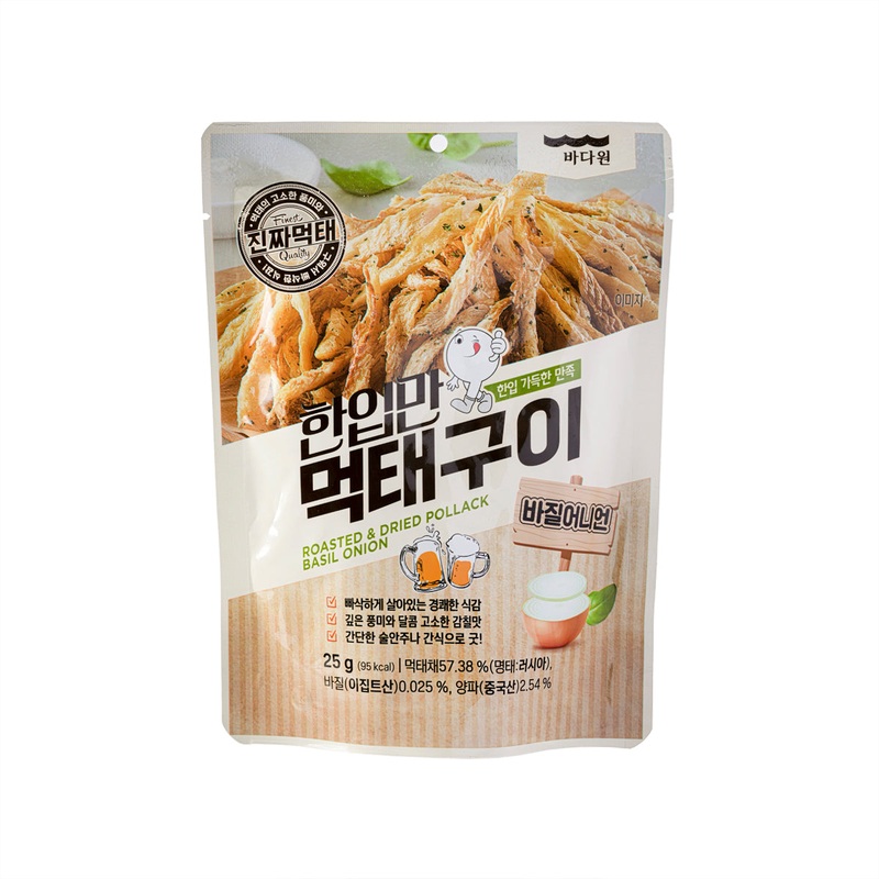 BADAONE Roasted & Dried Pollack Snack - Basil Onion  (25g)