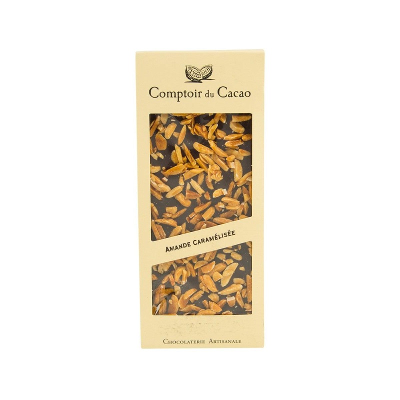 COMPTOIR DU CACAO Dark Chocolate with Caramelized Almonds  (90g)