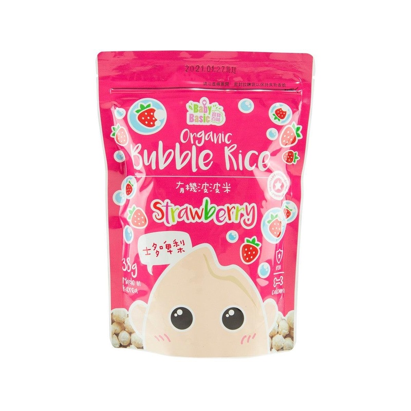 BABY BASIC Organic Bubble Rice - Strawberry [Below 36 Months]  (38g)