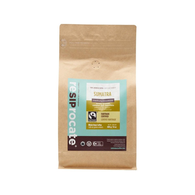 RESIPROCATE Organic Sumatra Arabica Whole Coffee Bean  (400g)