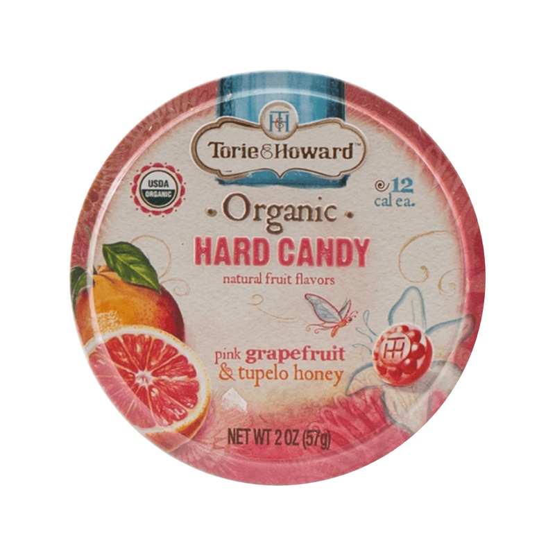 TORIE & HOWARD Organic Hard Candy - Pink Grapefruit & Tupelo Honey Flavor  (57g)
