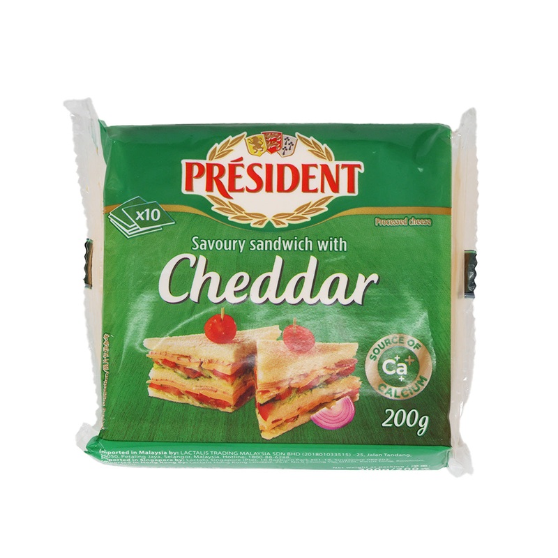 PRESIDENT Processed Cheese Slices with Cheddar  (200g)