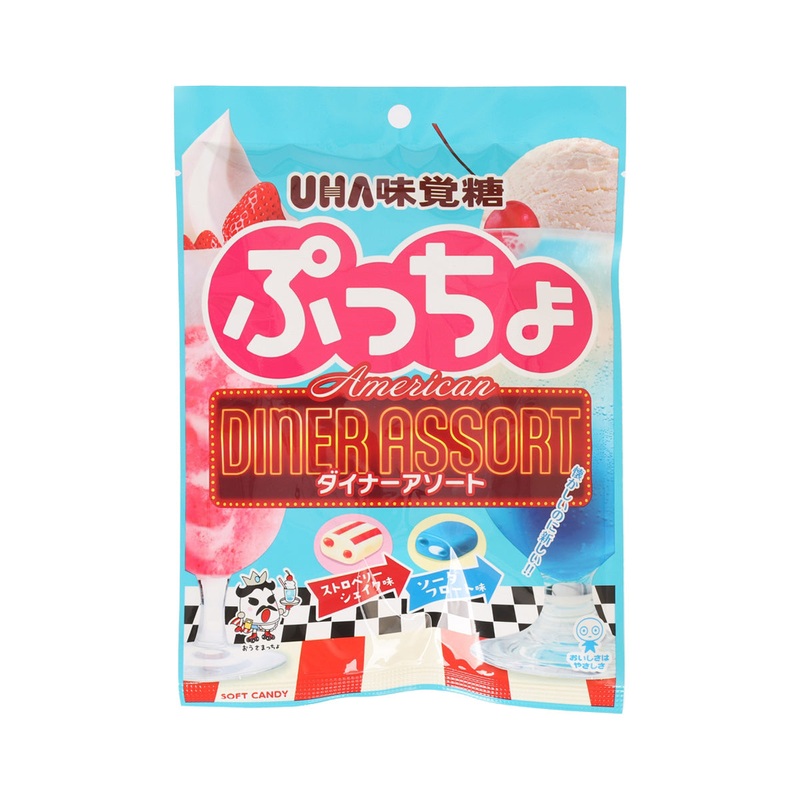 UHA MIKAKUTO Puccho Bag Candy (Strawberry Milkshake & Ice Cream Soda Flavor)  (65g)
