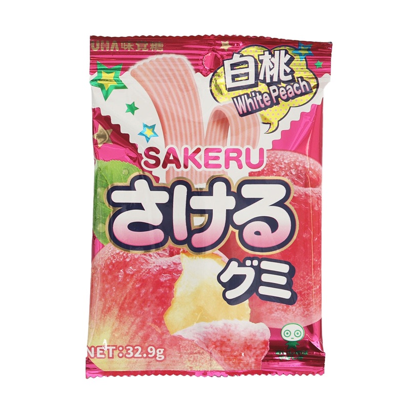 UHA MIKAKUTO Sakeru Fruit Juice Gummy - Peach Flavor  (32.9g)