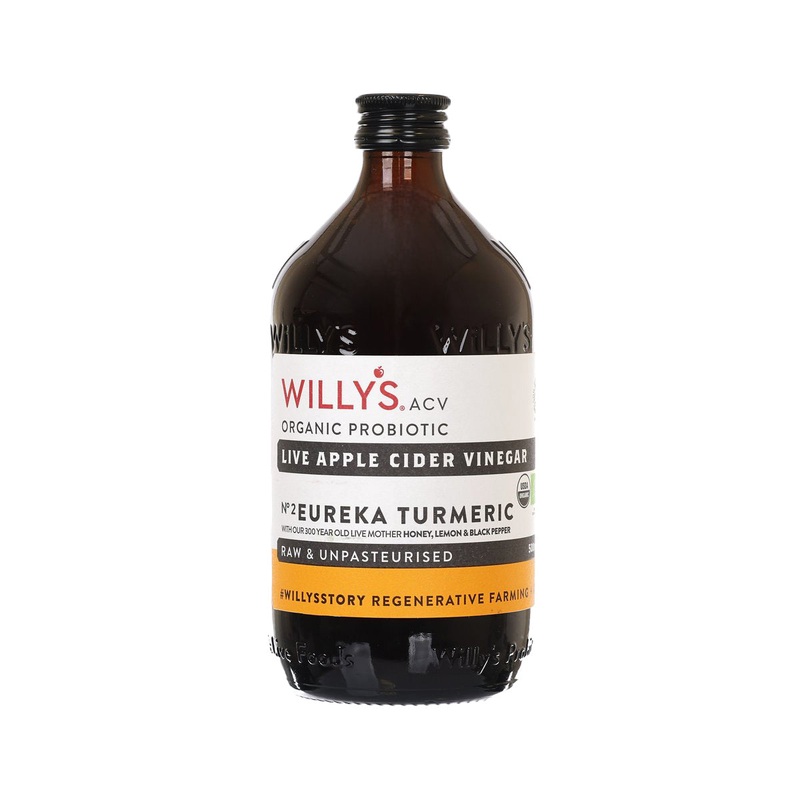 WILLYS Organic Turmeric & Eureka Lemon with Black Pepper Live Apple Cider Vinegar (with Live Mother)  (500mL)